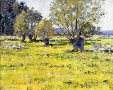Sauces y flores silvestres paisaje impresionista Theodore Robinson Pinturas al óleo